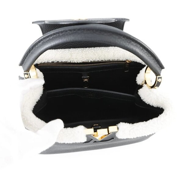 LOUIS VUITTON Capucines Size MM Taurillon Leather/Shearling Noir M59073 - Picture 14 of 16
